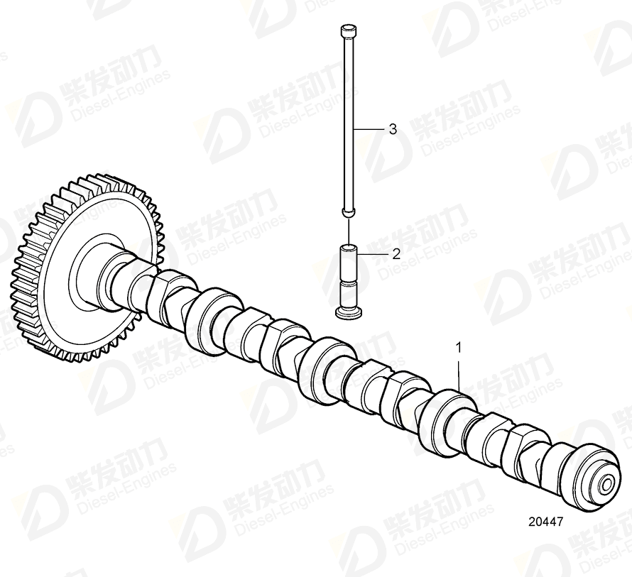 volvo penta Camshaft 21264838 Drawing volvo penta Camshaft 21264838 Drawing